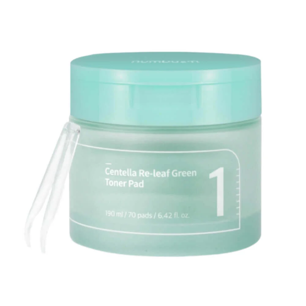 Веганские успокаивающие тонер-пэды с центеллой numbuzin No.1 Centella Re-Leaf Green Toner Pad
