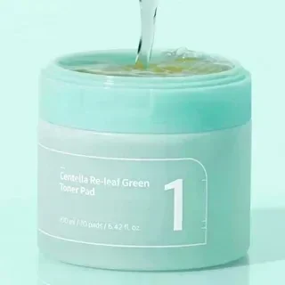 Веганские успокаивающие тонер-пэды с центеллой numbuzin No.1 Centella Re-Leaf Green Toner Pad