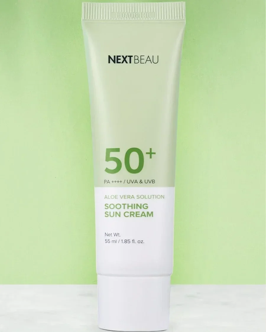 Солнцезащитный крем для лица с алоэ вера Nextbeau Aloe Vera Sun Cream SPF50+ PA++++ / 55 мл
