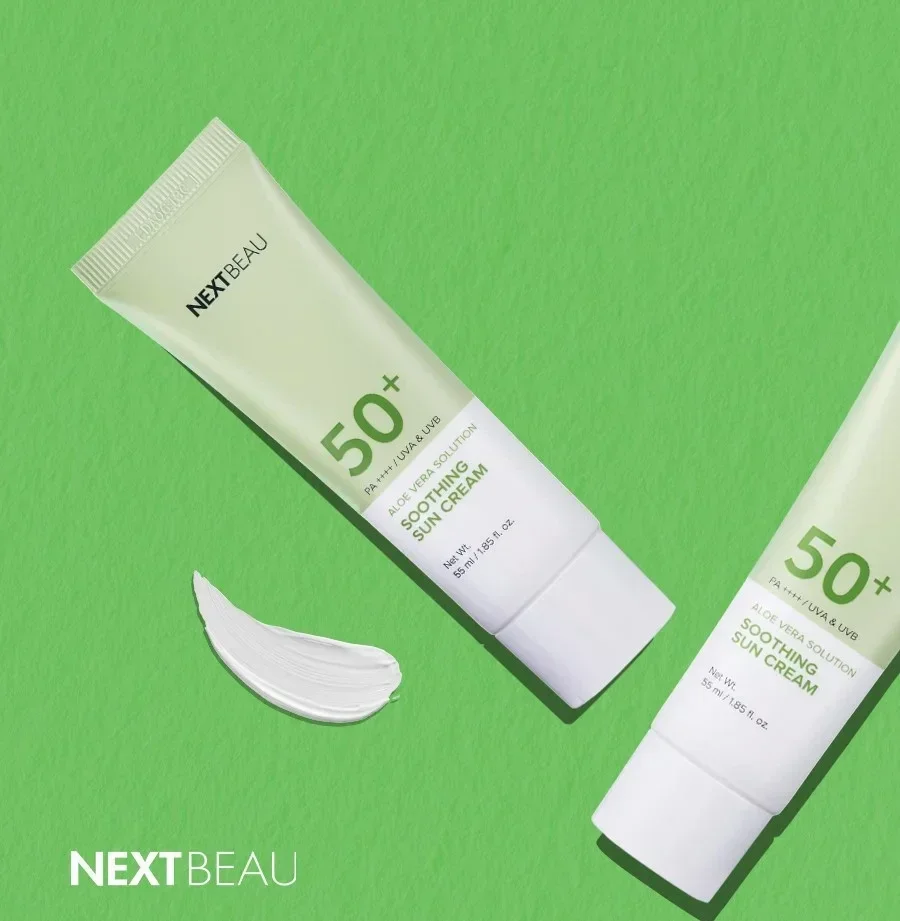 Солнцезащитный крем для лица с алоэ вера Nextbeau Aloe Vera Sun Cream SPF50+ PA++++ / 55 мл