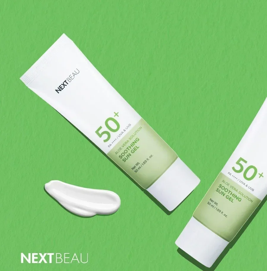 Солнцезащитный крем-гель для лица с алоэ вера Nextbeau Aloe Vera Sun Gel Cream SPF50+ PA++++ / 55 мл