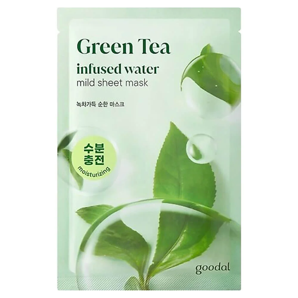Тонизирующая тканевая маска с зелёным чаем Goodal Green Tea Infused Water Mild Sheet Mask