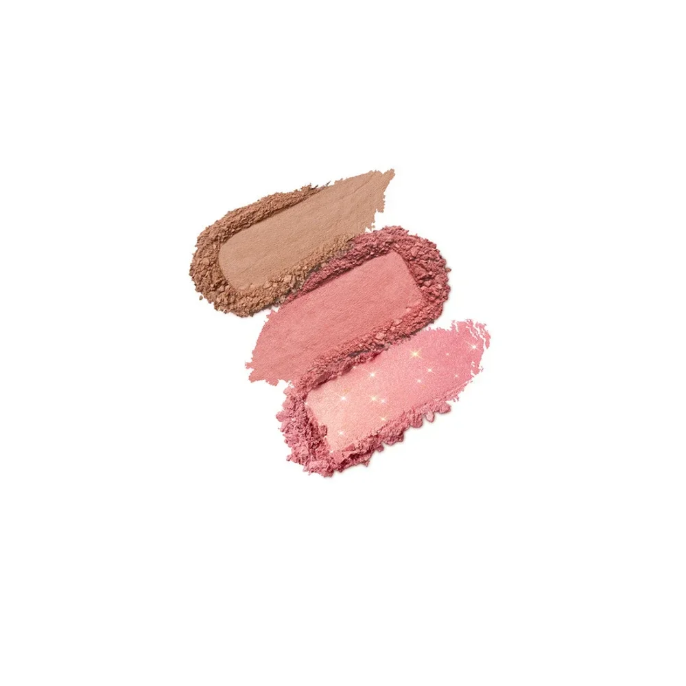 Палетка для лица: бронзер и румяна в матовом и металлическом финише KIKO Multi Finish Trio 01 Coral