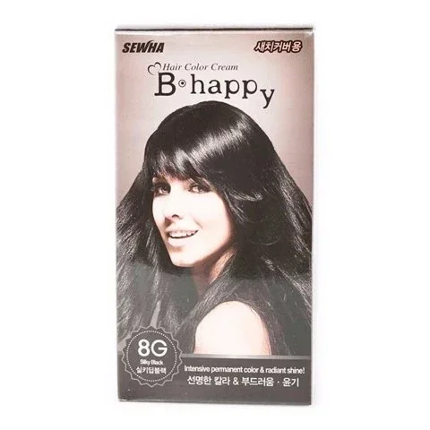 Интенсивная крем-краска для волос с эффектом ламинирования B happy 8G Silky Black 8G