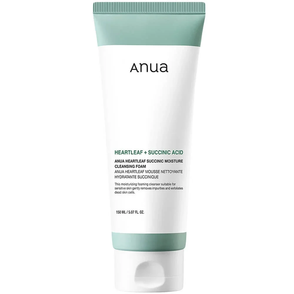 Гель-пенка для умывания с янтарной кислотой Anua Heartleaf Succinic Moisture Cleansing Foam