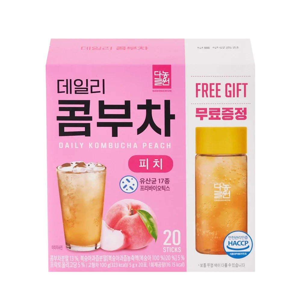 Danongwon Корейский чай комбуча со вкусом персика(20 стиков-саше), Daily Kombucha peach