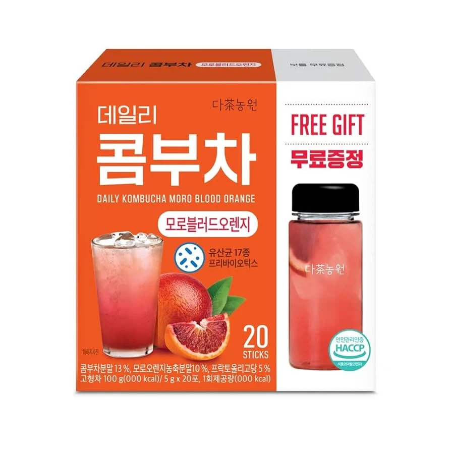 Danongwon Корейский чай комбуча со вкусом красного апельсина(20 стиков-саше), Daily Kombucha Moro Blood Orange