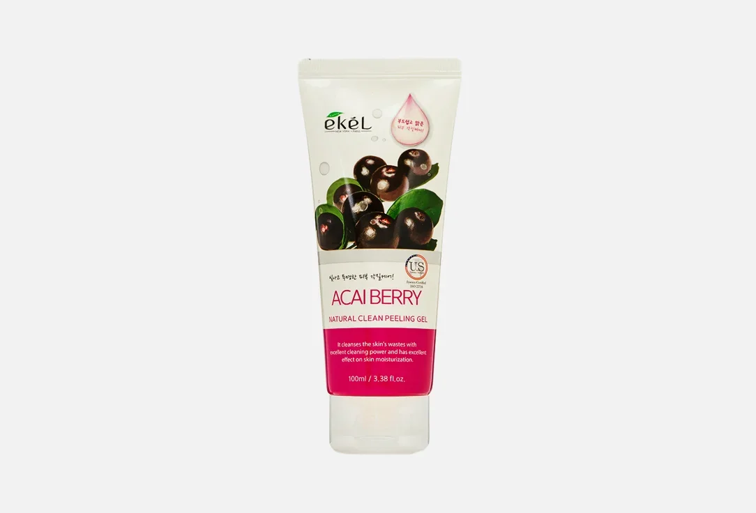 Пилинг гель скатка для лица с ягодами Асаи Natural Clean Peeling Gel Acai Berry Ekel 100 мл