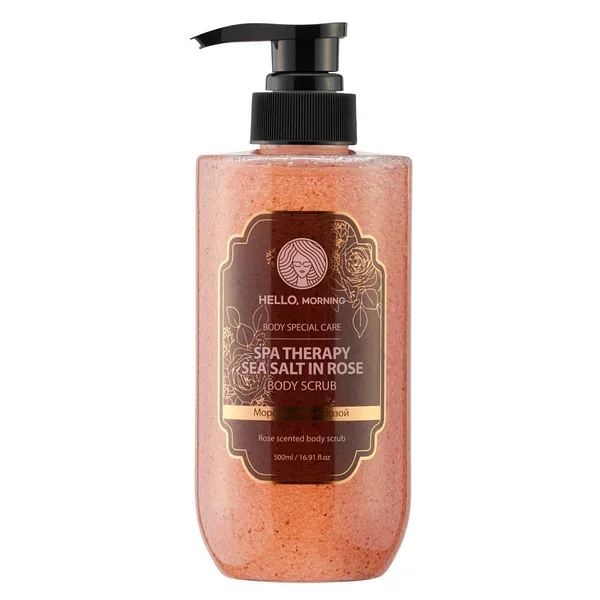 Hello, Morning Spa Therapy Sea Salt in Rose Body Scrub Гипоаллергенный скраб-гель для душа Роза 