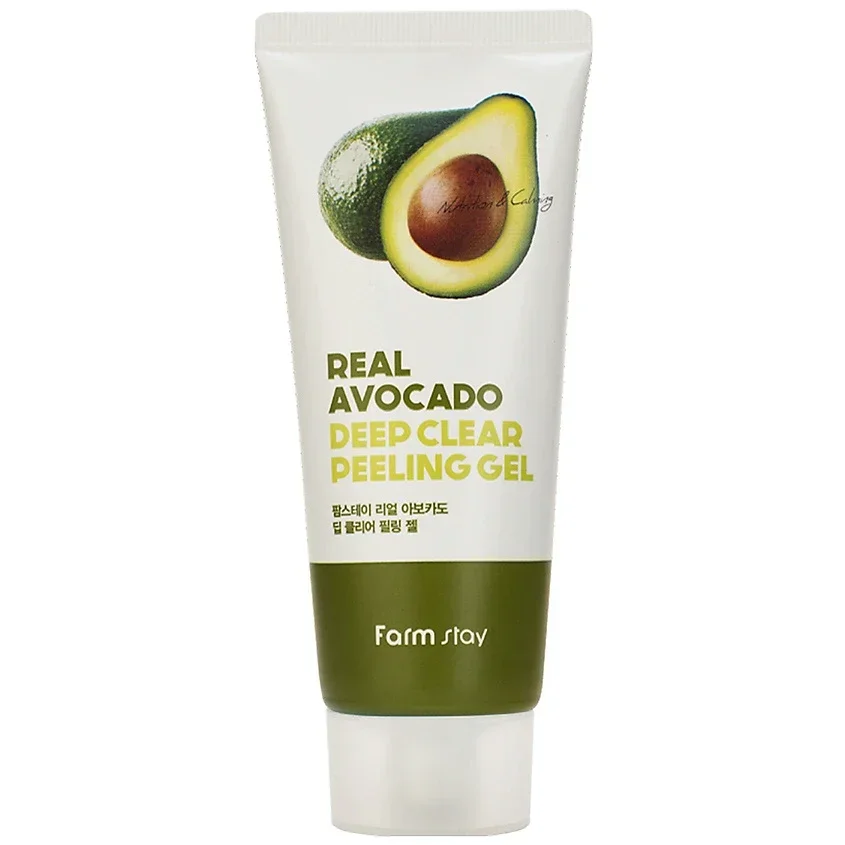 FARMSTAY Гель для лица отшелушивающий с экстрактом авокадо Real Avocado Tea Deep Clear Peeling Gel