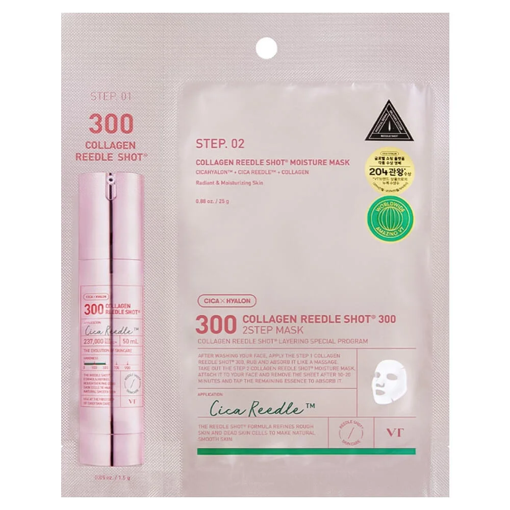 Интенсивная двухфазная маска с коллагеном VT Cosmetics Collagen Reedle Shot 300 2step Mask