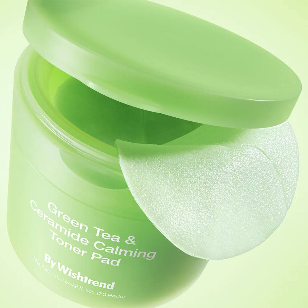 Успокаивающие пэды с зелёным чаем и церамидами By Wishtrend Green Tea & Ceramide Calming Toner Pad