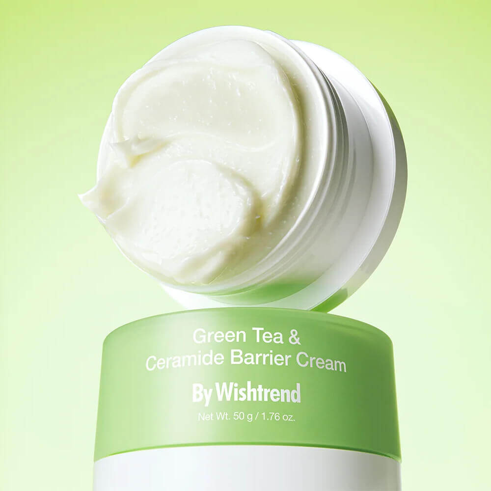 Восстанавливающий крем с зелёным чаем и церамидами By Wishtrend Green Tea & Ceramide Barrier Cream