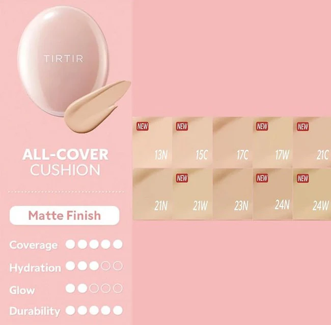 Стойкий кушон с матовым финишем TIRTIR Mask Fit All Cover Cushion 24N Latte