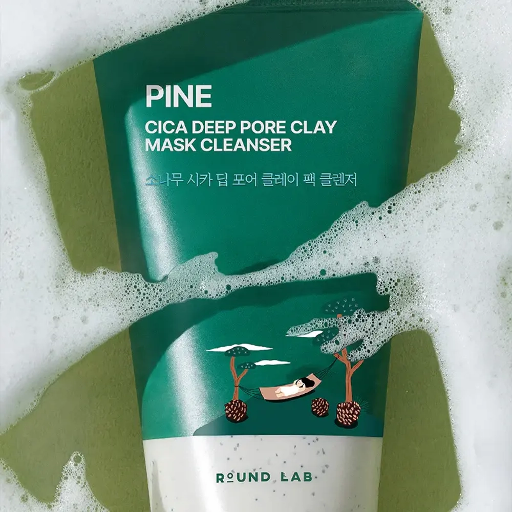 Очищающая маска-пенка с глиной и экстрактом сосны Round lab Pine Cica Deep Pore Clay Mask Cleanser 150ml