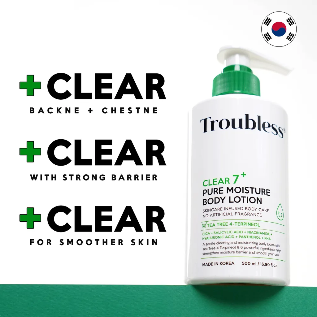 Успокаивающий лосьон для тела TROUBLESS CLEAR 7+ PURE MOISTURE BODY LOTION 500 ml