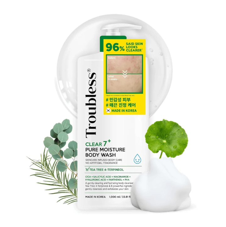 Успокаивающий лечебный гель для душа TROUBLESS Clear 7 Plus Pure Moisture