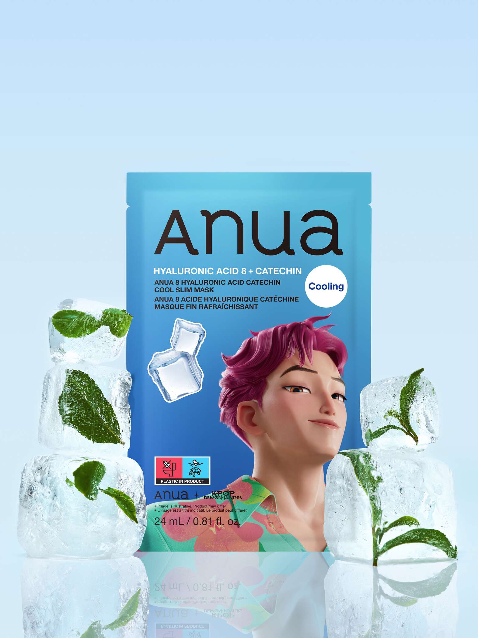 Успокаивающая маска с охлаждающим эффектом Anua 8 Hyaluronic Acid Catechin Cool Slim Mask
