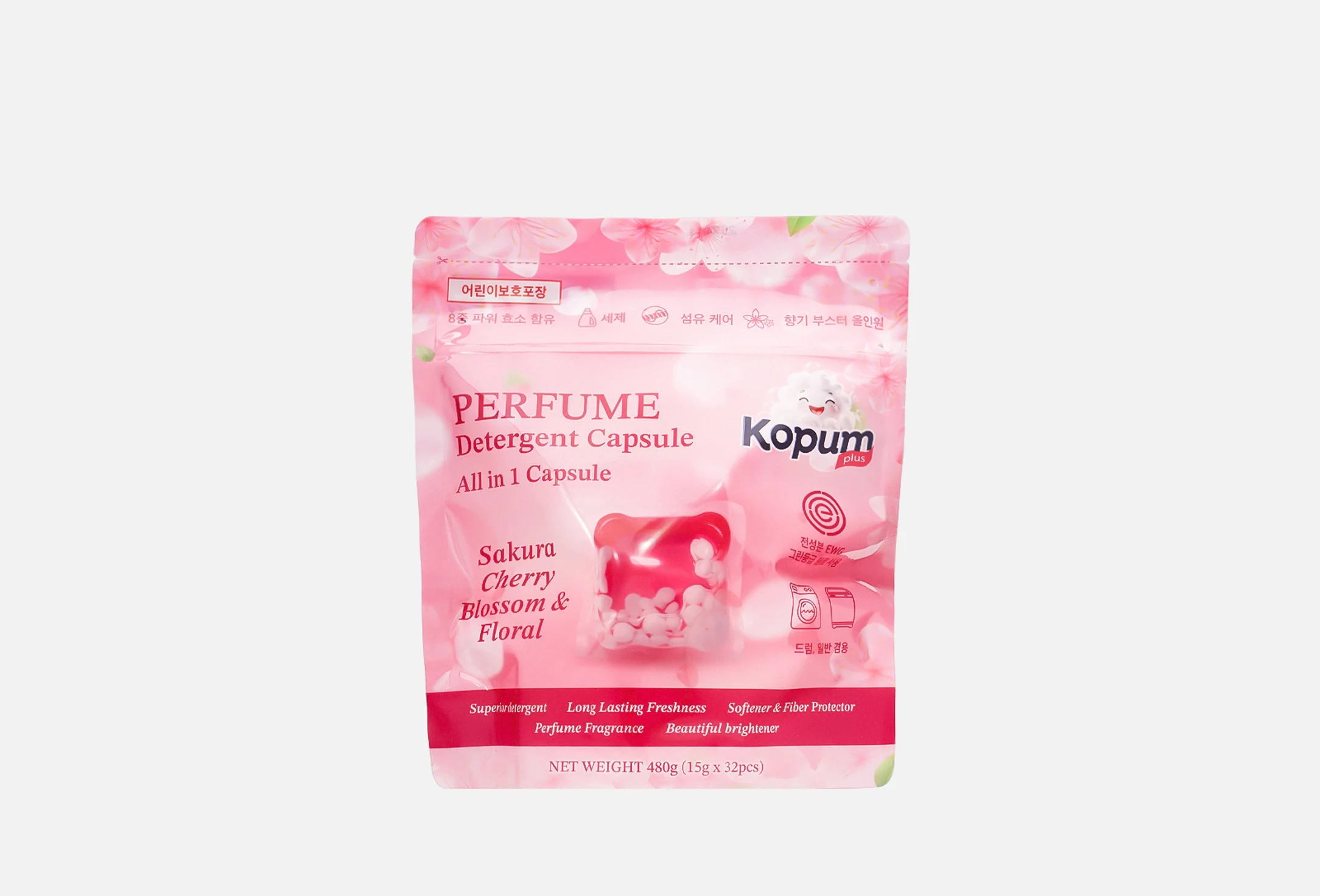 Капсулы для стирки Kopum Plus All in 1 Sakura Cherry Perfume с гранулами, 32шт