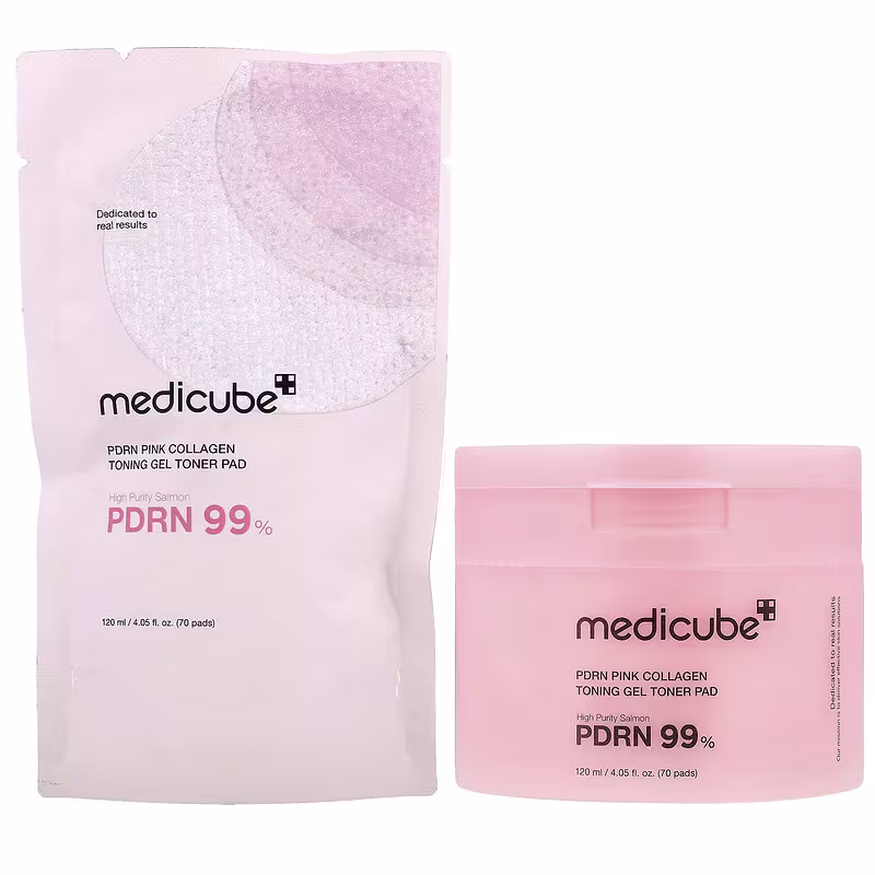 Гелевые тонер-пэды с ПДРН и коллагеном medicube PDRN Pink Collagen Toning Gel Toner Pad
